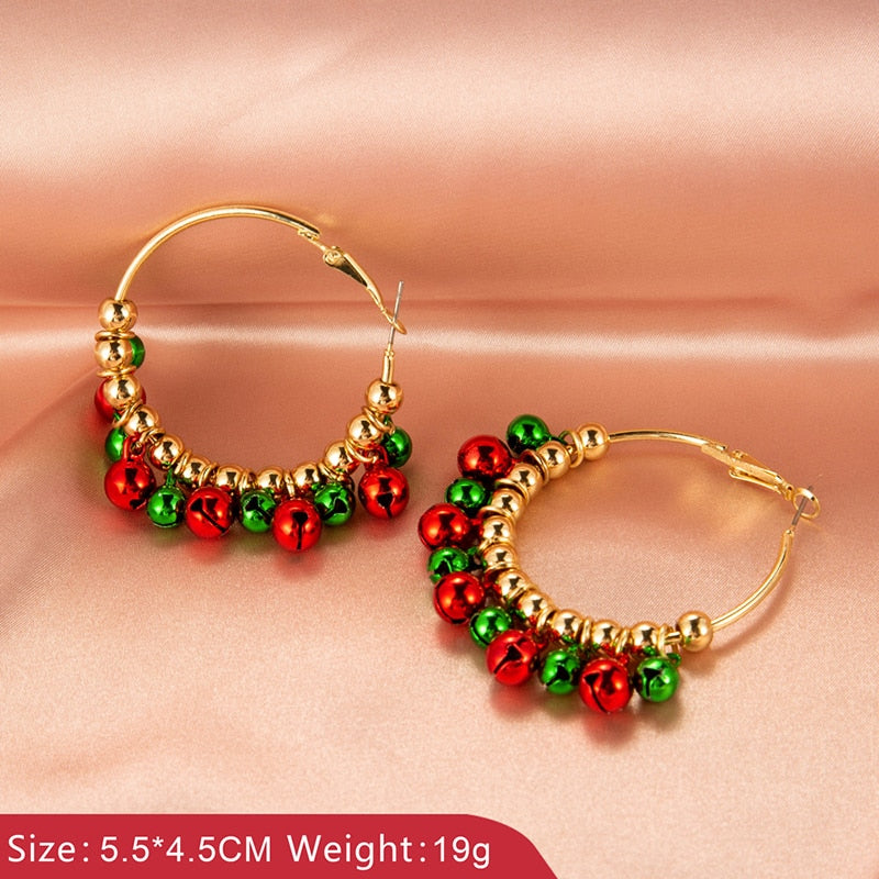 Christmas Earrings Set for Women Girls Red Bells Snowman Earring Green Tree Snowflake Christmas Party Jewelry Friends Gift