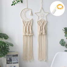 Load image into Gallery viewer, Boho Moon and Star Dream Catcher Macrame Wall Hanging Bohemian Home Decor Girls Kids Nursery Christmas Ornament Decoration Gifts
