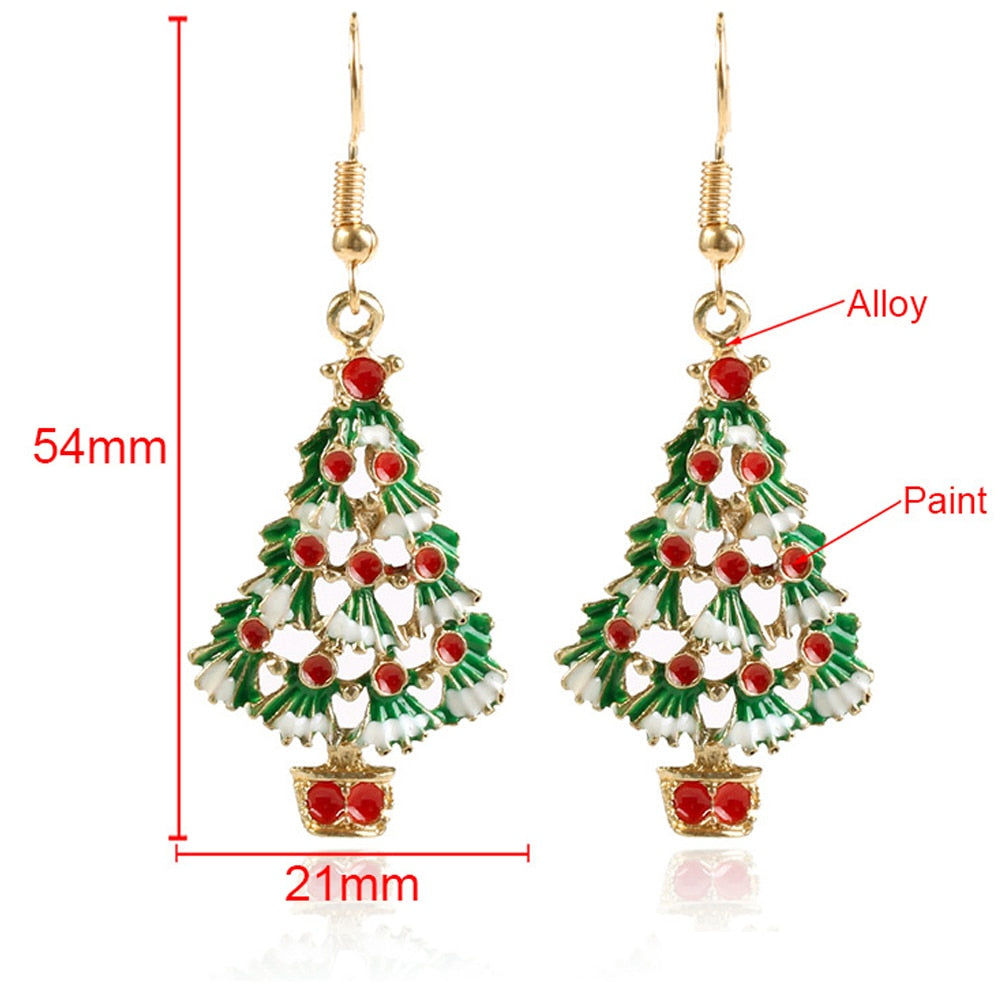 Christmas Gift Christmas Earrings Zinc Alloy Festival Ornaments 1Pair Christmas Tree Earrings For Women Metal Stud Earring Fashion Gift jewelry