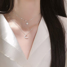 Load image into Gallery viewer, 2021 New Sterling Alloy Double Layer Star Moon Necklace Women Clavicle Chain Fine Jewelry Party Wedding Accessories
