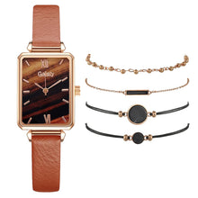 Load image into Gallery viewer, Christmas Gift 5pcs Set Fashion Watch For Women Square Leather Ladies Bracelet Watches Quartz Wrist Watch Female Black Clock Reloj Dropshipping