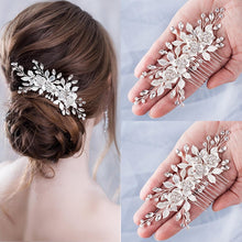 Load image into Gallery viewer, Flower Hair Comb Wedding Hair Accessories Silver Color Rhinestone Headband Bridal Tiara Headband Hair Pins Wedding Hair Jewelry