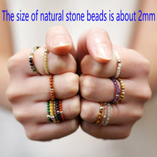 Load image into Gallery viewer, Bohemian Handmade Natural Stone Rings Women with Stainless Steel Bead Multi Color Stretch Rope Wedding Promise Ring Adjustable