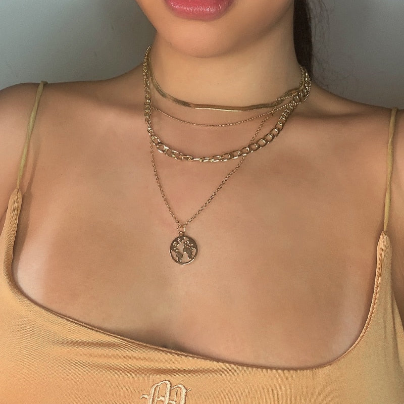 Skhek Trendy Multilayer Heart Snake Pendant Necklace for Women Gold Butterfly Chain Necklaces Pearl Choker Gifts Jewelry