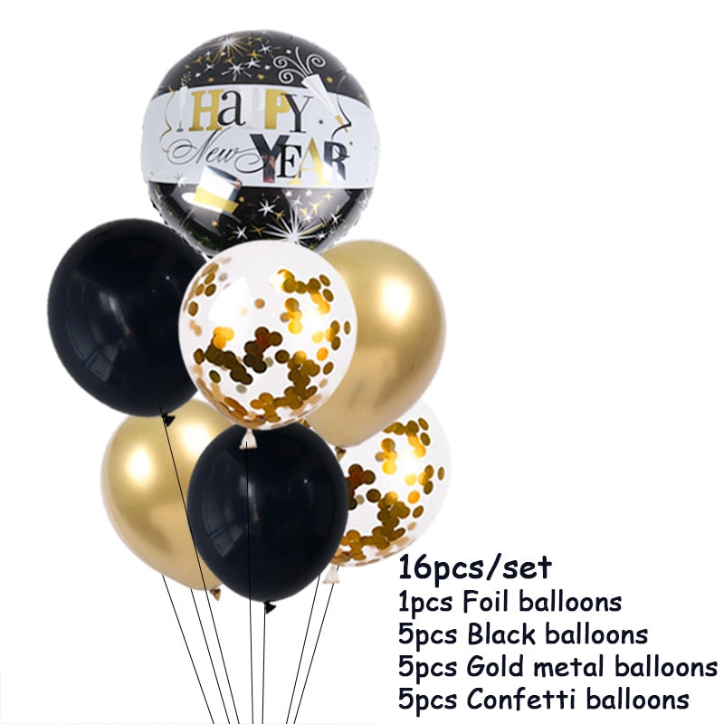 Christmas Gift New Years Eve Party Supplies Foil Balloon Black Gold Bottle Helium Globos Digit Air Balloon Christmas Happy New Year Decorations