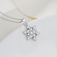 Load image into Gallery viewer, Christmas Gift New Elegant Blue Rhinestone Snowflake Pendant Necklace for Women Fashion Crystal Zircon Clavicle Chain Christmas Jewelry Gifts