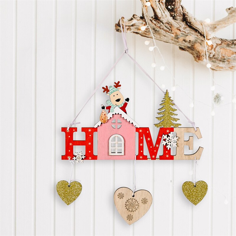 Christmas Gift New Wooden Christmas Ornaments Santa Claus Star Love Snowman Xmas Tree Pendant Christmas Decoration Door Hanging For home Decor
