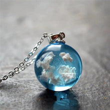 Load image into Gallery viewer, Skhek Chic Transparent Resin Rould Ball Moon Pendant Necklace Women Blue Sky White Cloud Chain Necklace Fashion Jewelry Gifts for Girl