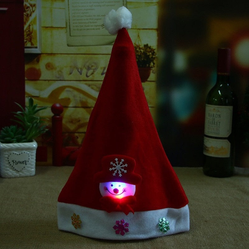 New Merry Christmas Adult Kid LED Light Up Cap Santa Claus Snowman Elk Children Hat Xmas Gift gorra de navidad bonnet pere noel