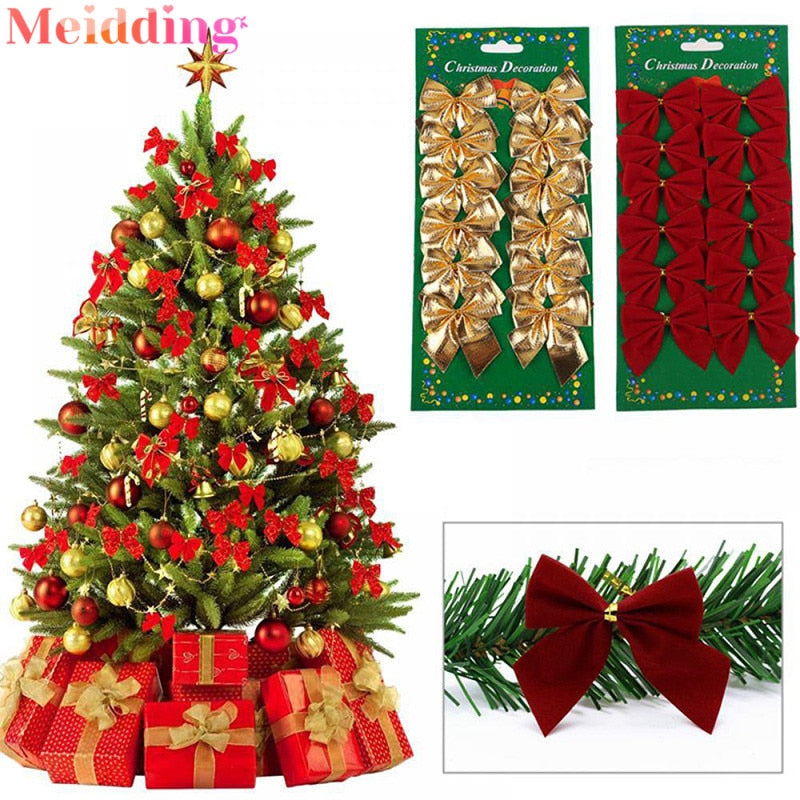Christmas Gift Gold Silver Red Christmas Bows Christmas Tree Decoration Ribbon Bows Noel 2022 New Year Xmas Christmas Decoration For Home Natal