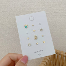 Load image into Gallery viewer, Christmas Gift Small Christmas Stud Earrings Set Snowflake Elk Crown Christmas Tree Pearl Earring For Women Girl Festival New Year Jewelry Gift