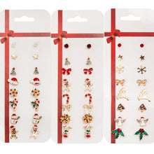 Load image into Gallery viewer, Christmas Gift Christmas Stud Earrings Rhinestone Snowflake Christmas Tree Earrings Set Jewelry Women Cute Christmas Festival New Year Gift