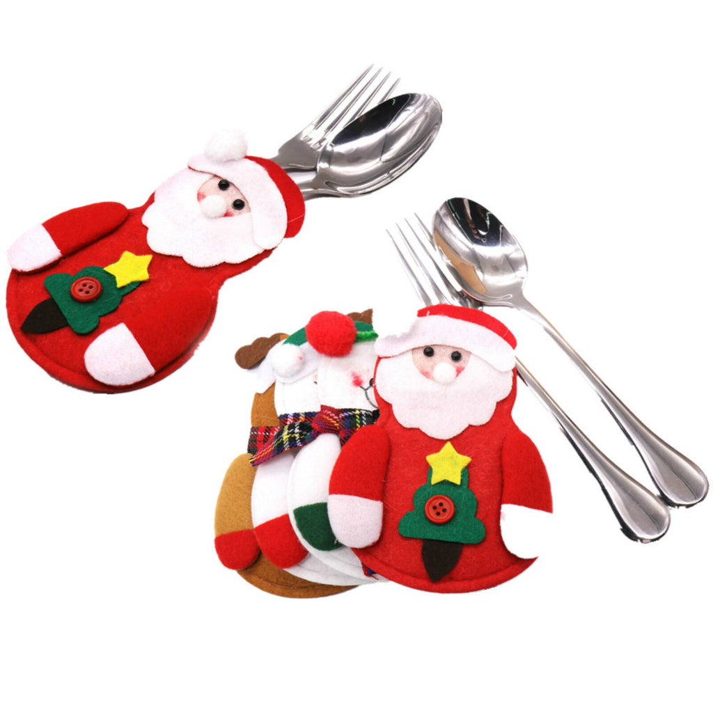 1pc Christmas Decoration Snowman Santa Claus Elk Tableware Bag Pouch Knife Fork Bag for Xmas New Year Home Party Dinner Supply