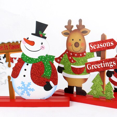 Santa Claus Wood Products Home Party Children's Room Decoration Children's Toys Christmas Gifts Elk Snowman Cartoon Cheap