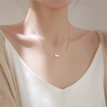 Load image into Gallery viewer, Christmas Gift New Fashion Cat Curved Simple Personality 925 Sterling Silver Jewelry Cute Animal Walking Cat Clavicle Chain Necklaces XL090