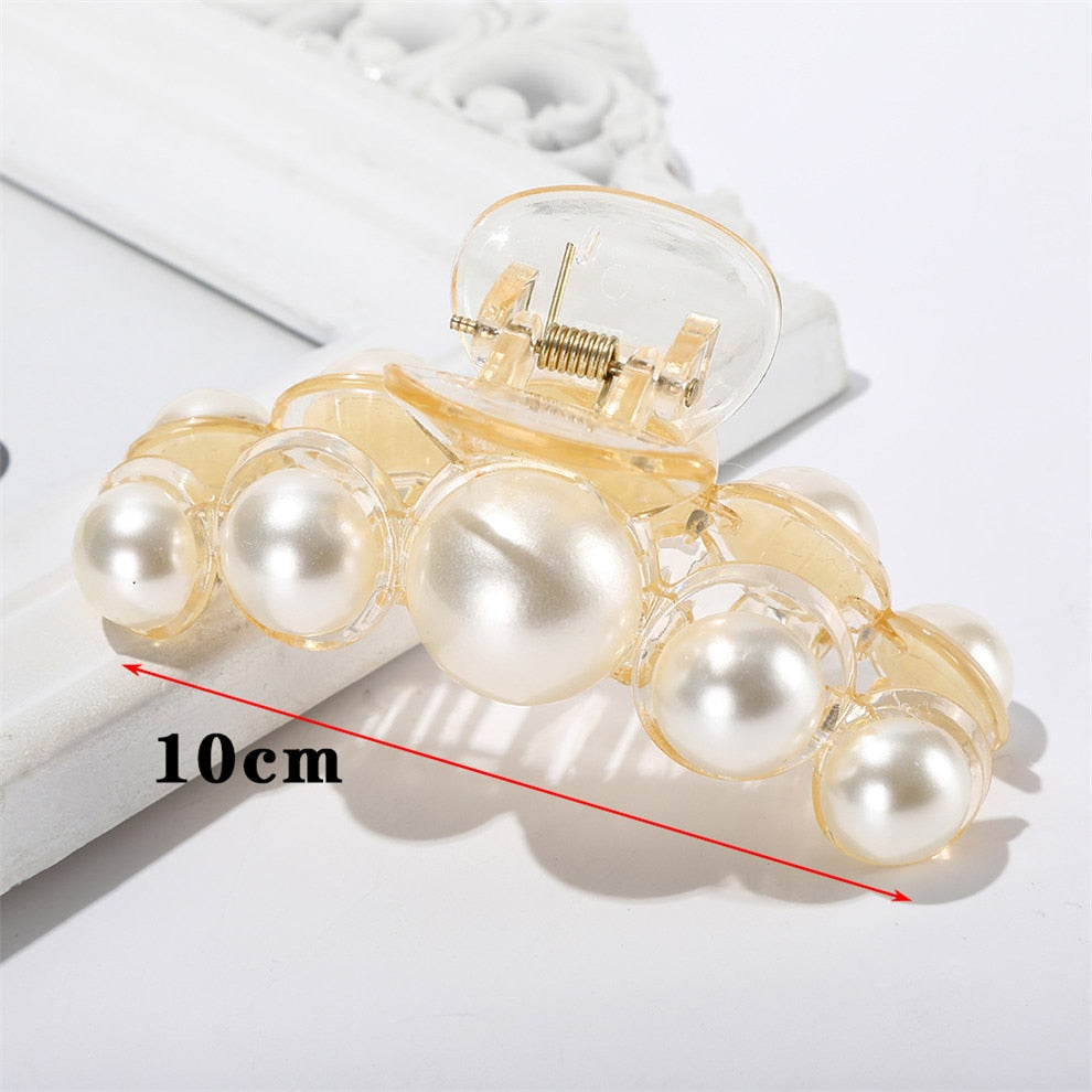 2021 New Hyperbole Big Pearls Acrylic Hair Claw Clips Big Size Makeup Hair Styling Barrettes for Women Hair Accessories