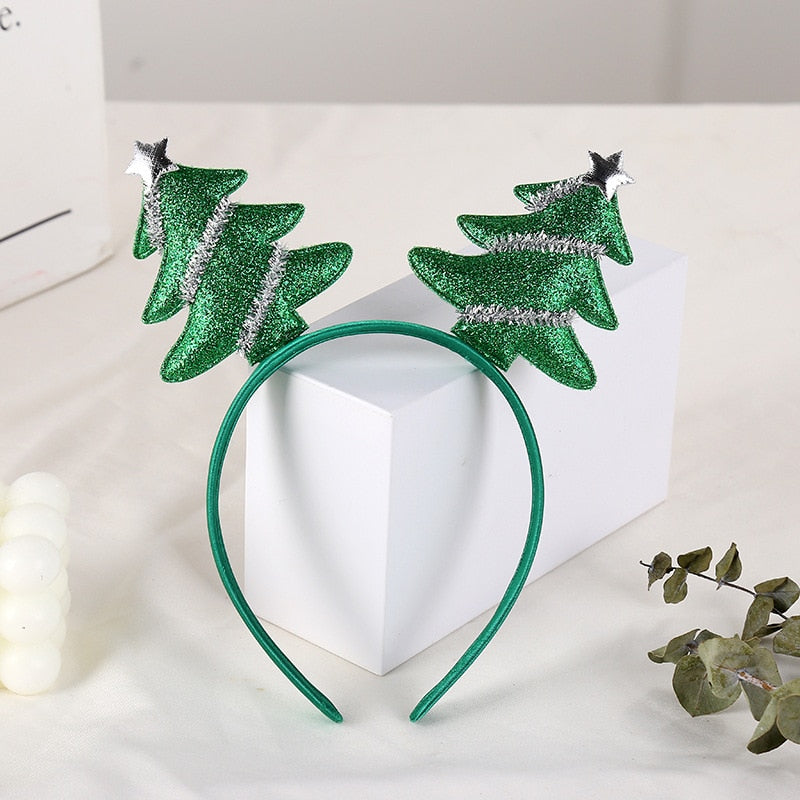 Christmas Tree Headband Cosplay Hair Accessories for Girls Kids Adult Double Bangs Hairstyle Hairpin Elf Christmas Decorations