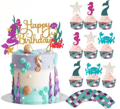 Mermaid Cake Topper Mermaid Party Seaweed Little Mermaid Birthday 1st Party Decor Under the Sea Girl Baby Shower