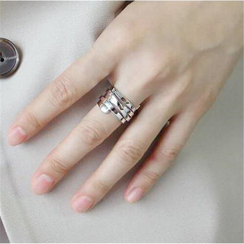 Christmas Gift New Atmosphere Creative Spring 925 Sterling Silver Jewelry Fashion Glossy Multi-layer Winding Irregular Opening Rings R185