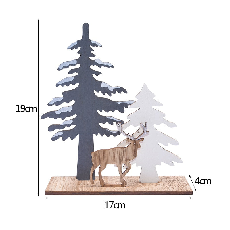 Wooden Reindeer Christmas Decoration DIY Wood Crafts Xmas Ornaments for Christmas Party Home Table Decorations New Year 2020