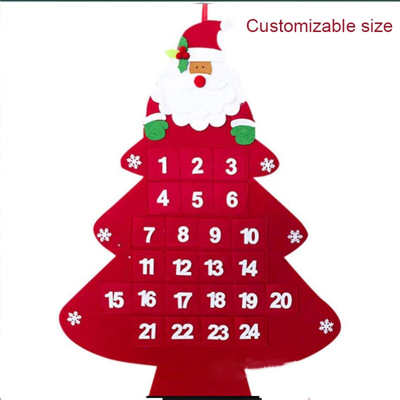 Red Felt Calendar Christmas Tree Santa Claus House Xmas Tree Children's Naviidad DIY Gifts Noel Oranments Natall Pendants Suppli