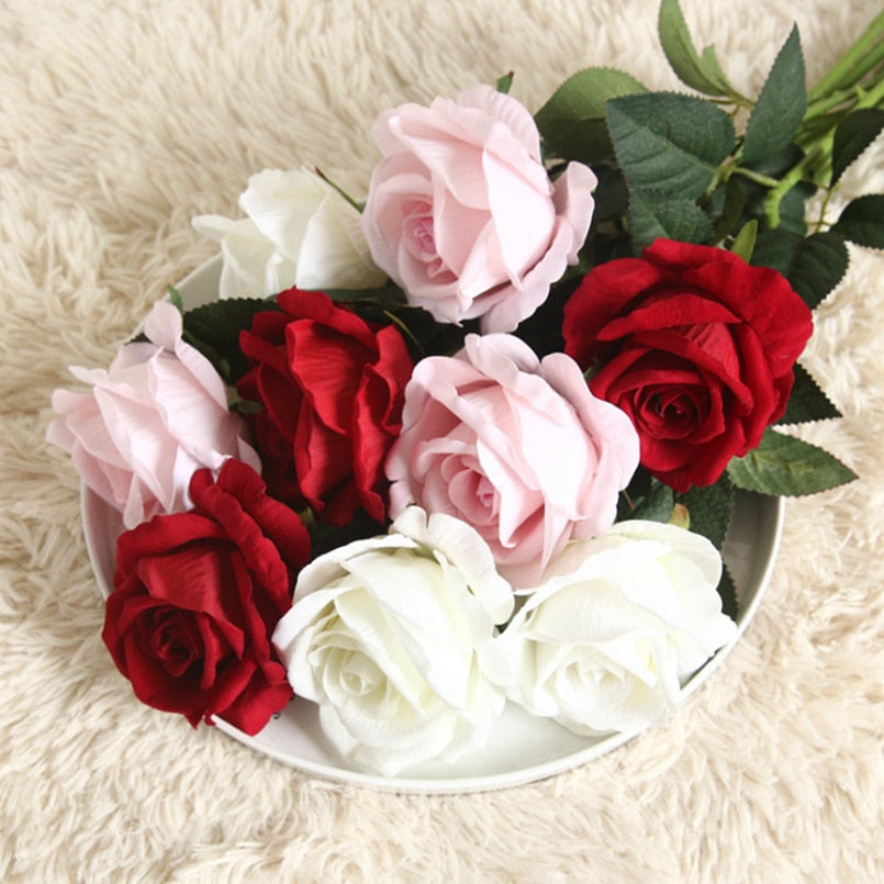 Skhek  5Pcs Artificial Flowers Bouquet Beautiful Silk Roses Wedding Home Table Decor Arrange Fake Plants Valentine's Day Present