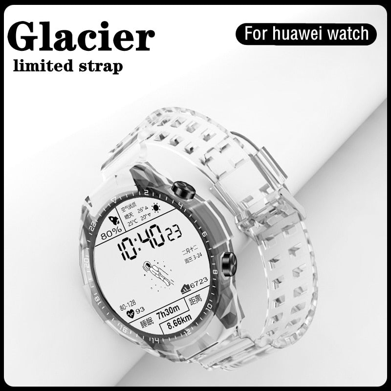 Christmas Gift FWG New Clear Band + Case for Huawei Watch HUAWEI Watch GT2 46mm GT  Series Transparent for 2E Honor Magic 2 Plastic Strap Band