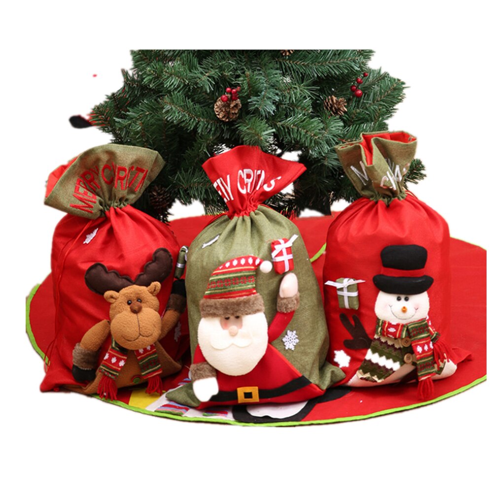 Large Christmas Ornaments Christmas Gift Bag Santa Claus DrawString Bag Christmas Tree Decoration Children Surprise Bag