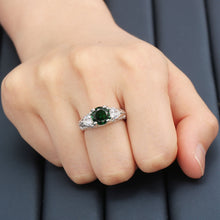 Load image into Gallery viewer, Luxury Women Wedding Engagement Green Zircon Ring Retro Silver Color Ring Band with Crystals Stone Finger Ring Jewelry