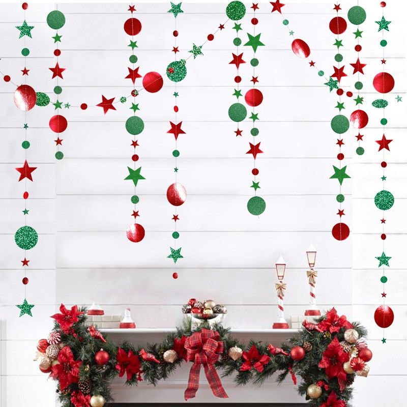 Christmas Gift Merry Christmas Decorations for Home 4M Twinkle Star Paper Garland New Year 2021 Noel ChristmasTree Ornaments Kerst 2021 Navidad