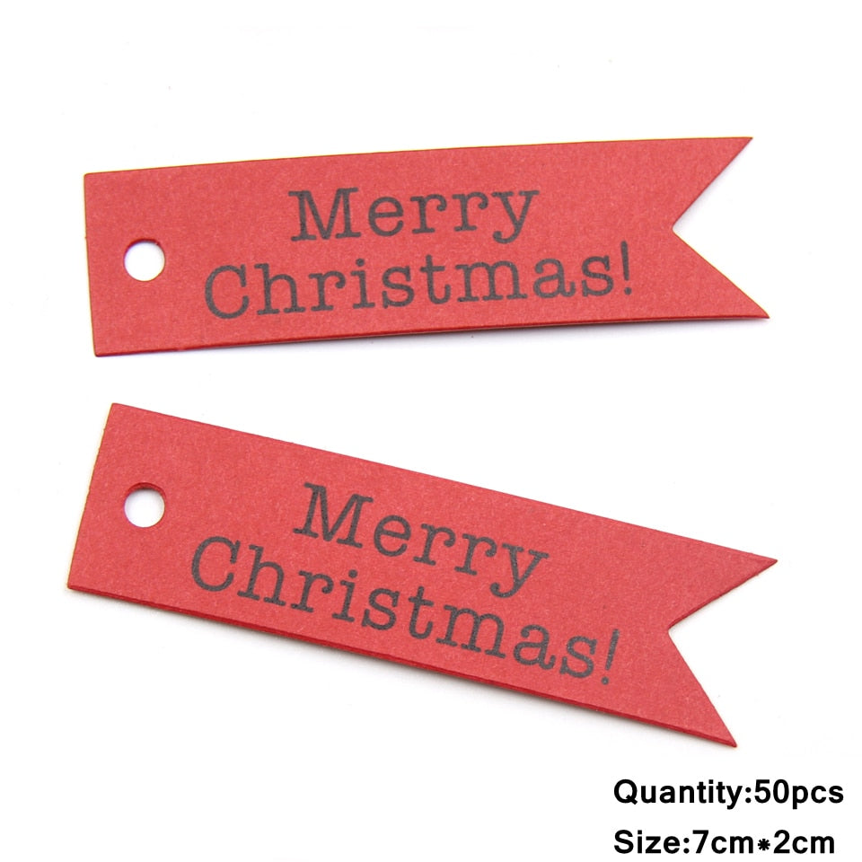 50PCS Christmas Series Paper Tags Merry Christmas DIY Crafts Hanging Tag Gift Wrapping Supplies Labels For Xmas Gift Accessories