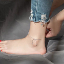 Load image into Gallery viewer, Fashion Fine Jewelry 925 Sterling Silver Snake Chain Bow Knot Anklets Adjustable Women Cute Accessories