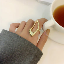 Load image into Gallery viewer, SKHEK 2022 Simple Exaggerate Glossy Metal Ring Geometric  Water Drop Hollow Opening Finger Ring For Women Girls Party Jewelry