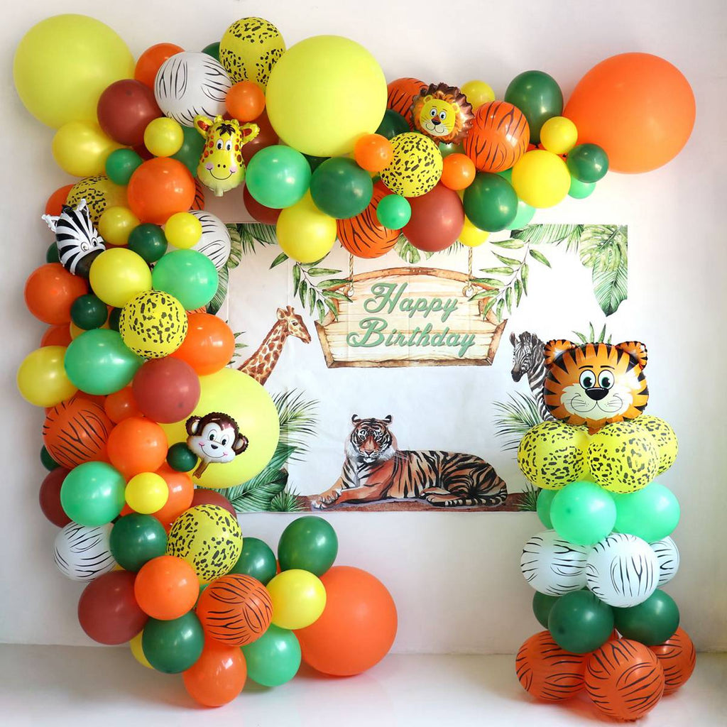 Skhek  Jungle Safari Birthday Party Balloon Garland Arch Kit Animal Balloons For Kids Boys Birthday Party Baby Shower Decorations