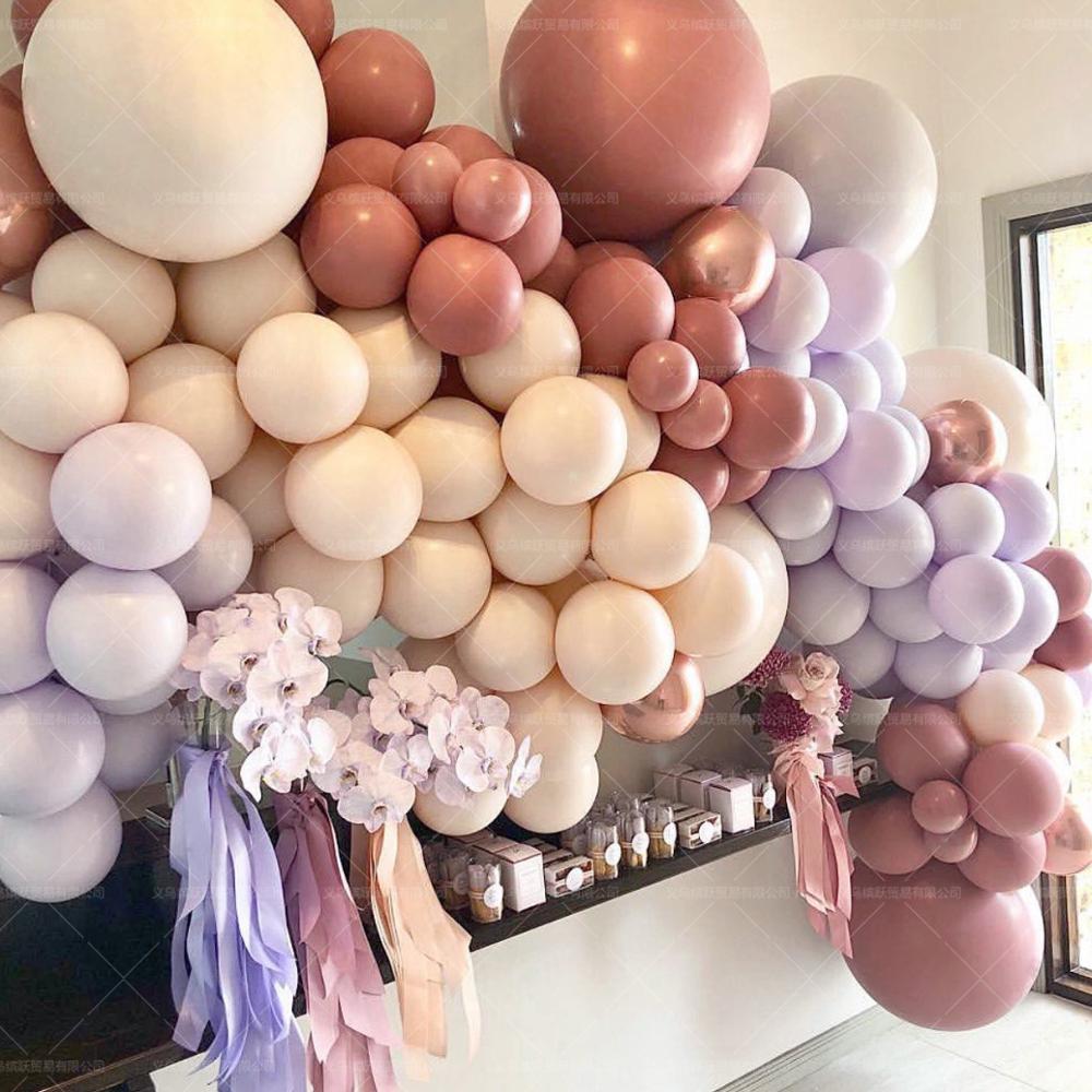 105pcs Retro pink balloon garland kit Peach chrome Metallic balloon arch for Birthday Wedding Party Decorations Baby Shower girl