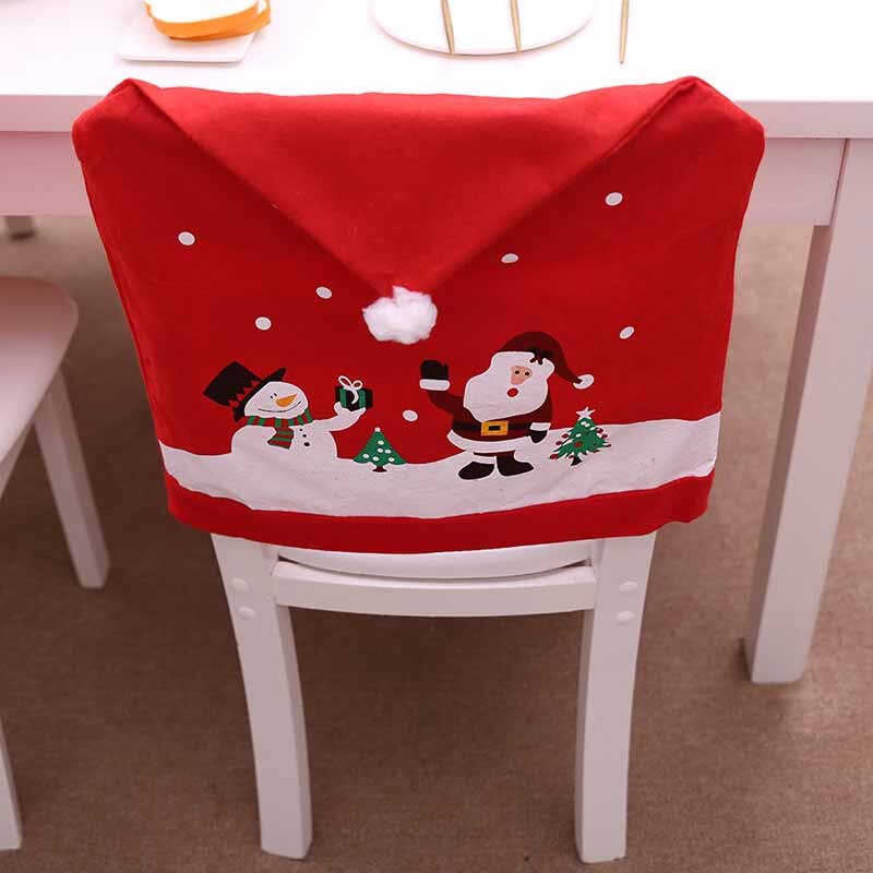 Christmas Gift Santa Claus Wine Cap Chair Cover Christmas Dinnerware Table Party Xmas Red Hat Tableware Covers Christmas Decorations for Home