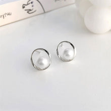 Load image into Gallery viewer, Christmas Gift 925 Sterling Silver Exquisite Simple Round White Pearl Stud Earrings Women Luxury Palace Wedding Jewelry