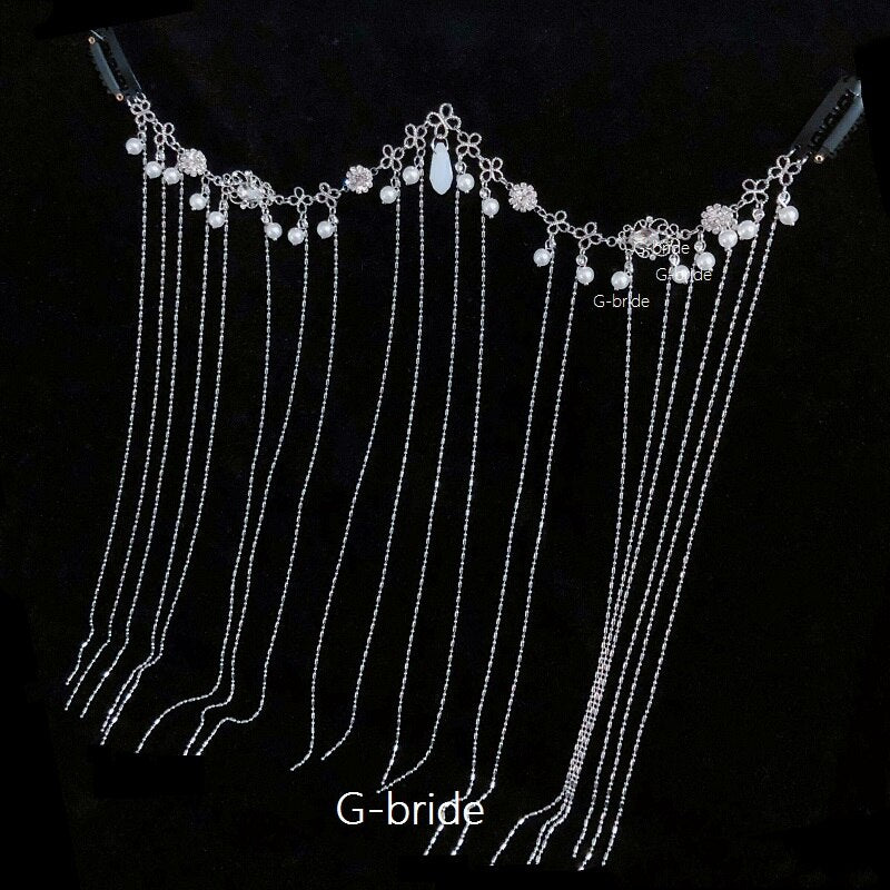 1PC Luxury Jewelry Hair Accessories  Hairwear Clips Headbands for Women Pearl Tassel Mask Forehead Decoration Party Jewelry