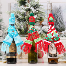 Load image into Gallery viewer, Christmas Gift Mini Christmas Hat Scarf Red Wine Bottle Cover Santa Claus Christmas Tree Snowflake Dot Stripe Hat Scarf Dining Table Decor