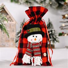 Load image into Gallery viewer, Christmas Gift Christmas Decoration Gift Candy Bag Red Plaid Santa Claus Snowman Wine Bottle Cover New Year Party Dining Table Decor Xmas Bag