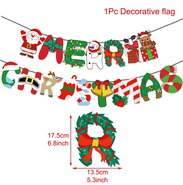 Christmas Gift PATIMATE Christmas Flag Banner Christmas Decorations For Home Christmas Hanging Drop Ornaments 2021 Xmas Decor New Year 2022