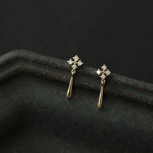 Load image into Gallery viewer, Skhek European Simple Snowflake Stud Earrings Women Pavé Crystal Water Drop Tassel Earrings 14 Gold Jewelry