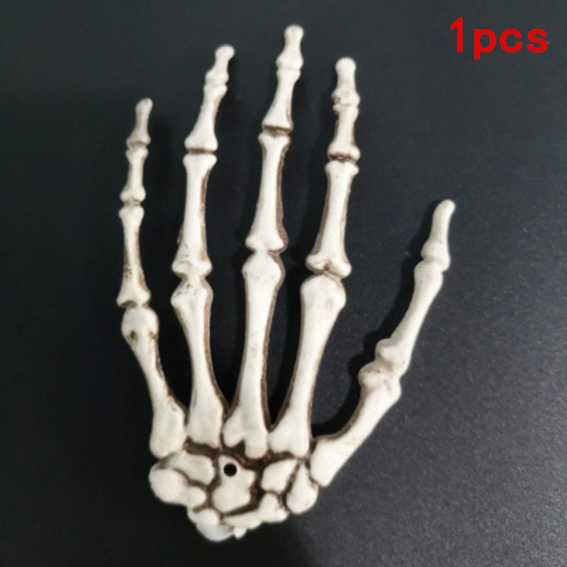 SKHEK Halloween Scary Props Plastic Skeleton Hands Realistic Life Size Plastic Fake Human Hand Bone For Haunted House Decorations