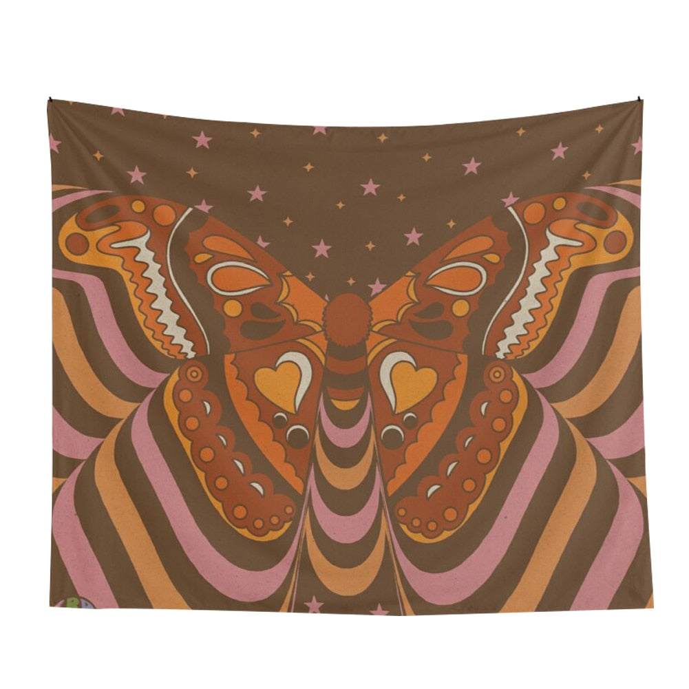 Vintage Tapestry Hanging Butterfly Wall Decor Cloth Flower Tapestry Wall Hanging Sexy Woman Retro Tapestry Wall Covering