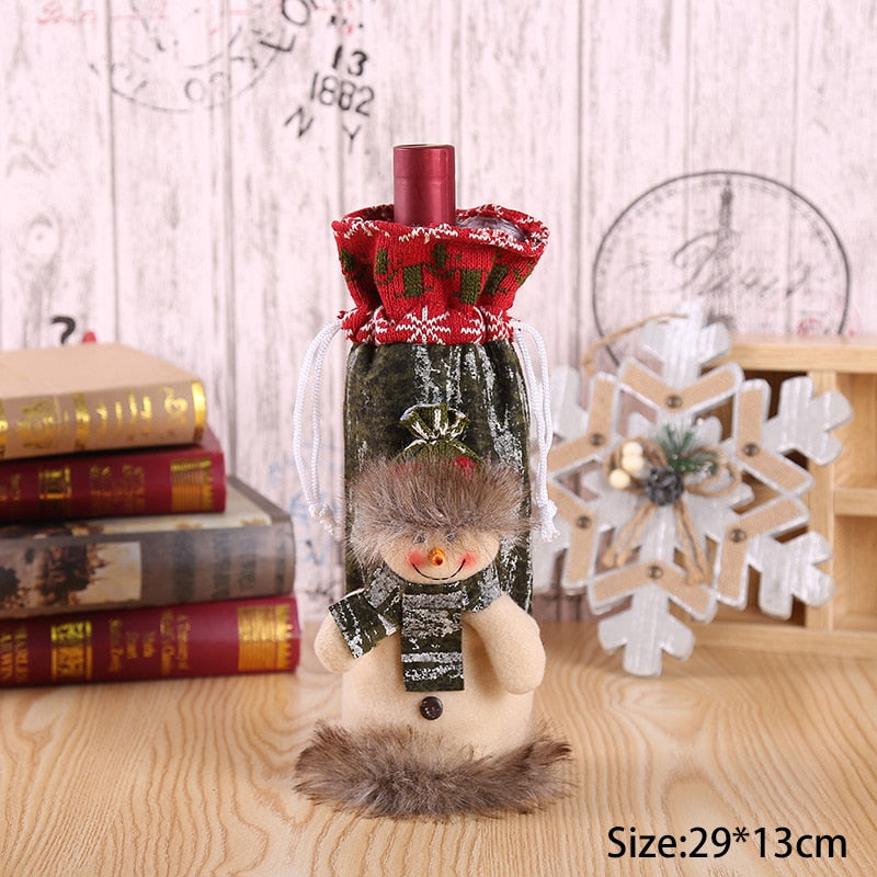 Christmas Gift 1PC New Year 2021 Christmas Wine Bottle Cover Santa Claus Xmas Ornaments Decorations for Home Noel 2020 Natal Dinner Decor