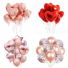 Load image into Gallery viewer, Rose Gold Confetti Foil Balloons Set Star Heart Shape Latex Ballon Set Birthday Party Decorations Kids Adult Baby shower Wedding