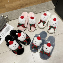 Load image into Gallery viewer, Slippers Women  Autumn and Winter Christmas Plush Slippers Female Cartoon Bear Baotou Home Cotton Slippers