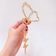 Load image into Gallery viewer, SKHEK Hollow Out Butterfly Heart Tassel Hair Pins For Women Girl Vintage Metal Silver Color Harajuku Hair Clip Jewelry Accessories New