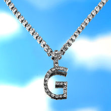 Load image into Gallery viewer, Skhek A-Z Custom Rhinestone Tennis Chain Letter Necklace For Women Men Hiphop Jewelry Alphabet Pendant Necklace Choker Chain