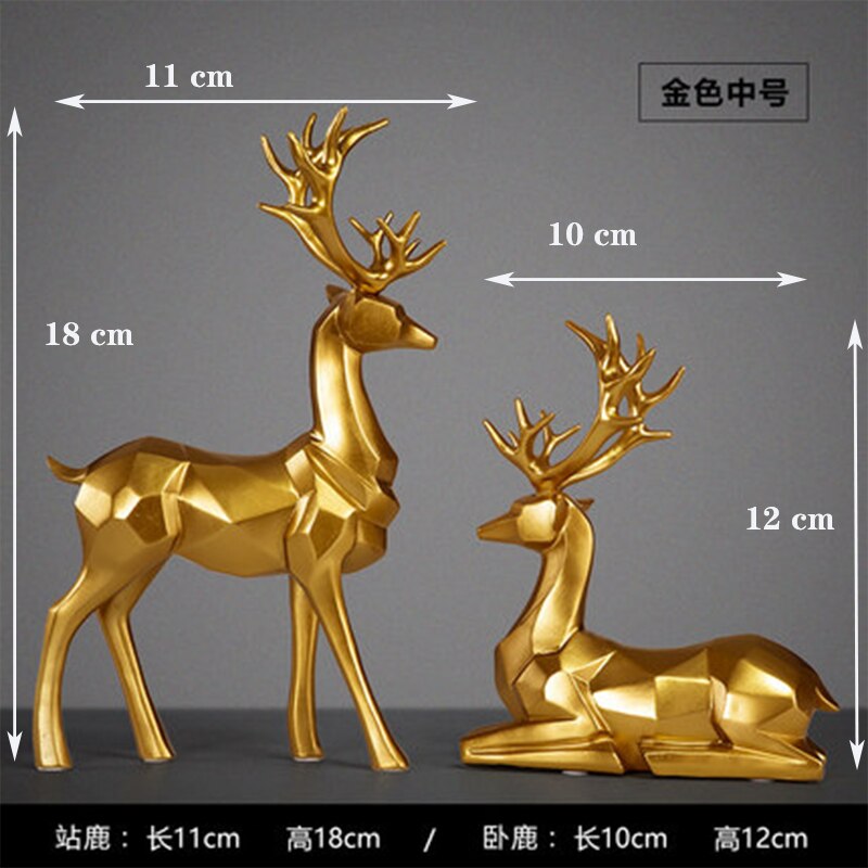 Animals Sculpture Geometry Deer Figurines Home Decoration Accessories for Living Room Decoration Tabletop Christmas Decorations
